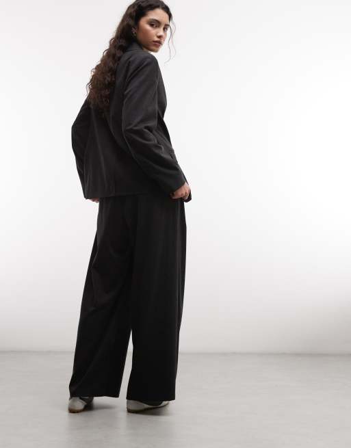 COLLUSION pleated wide leg trouser in charcoal, 5 of 5