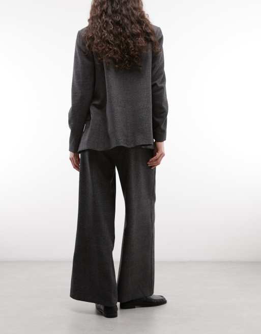 COLLUSION pleated wide leg trouser in gray check, 5 of 5