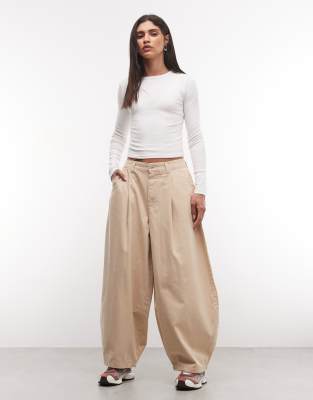Collusion Pleated Xl Balloon Jean In Neutral