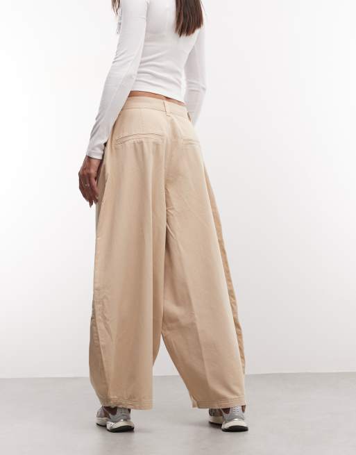 COLLUSION pleated XL balloon jeans in beige, 5 of 5