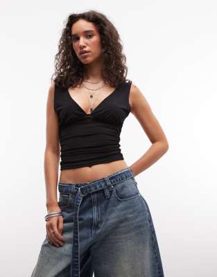 Collusion Plunge Vneck Top In Black