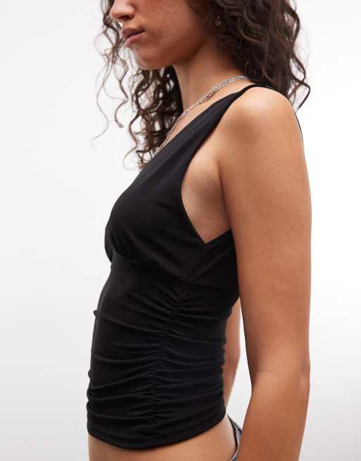 COLLUSION plunge vneck top in black, 3 of 4