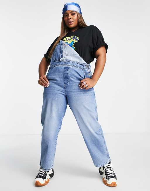 COLLUSION Plus 90s baggy denim overalls in blue ASOS