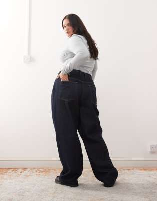 Collusion Plus Antifit Mid Rise Jeans In Blue