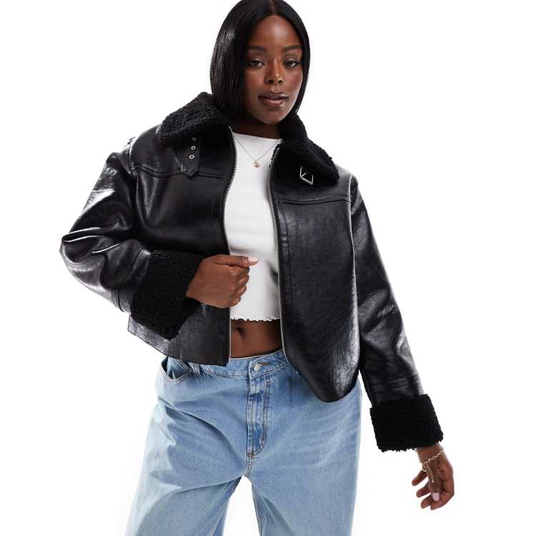 COLLUSION Plus aviator jacket in black | ASOS