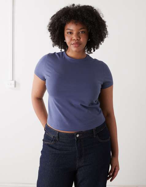 COLLUSION plus baby tee in navy blue