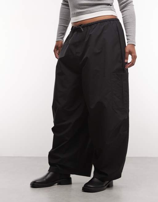 COLLUSION Plus balloon leg pants with tie waist in black, 2 of 5