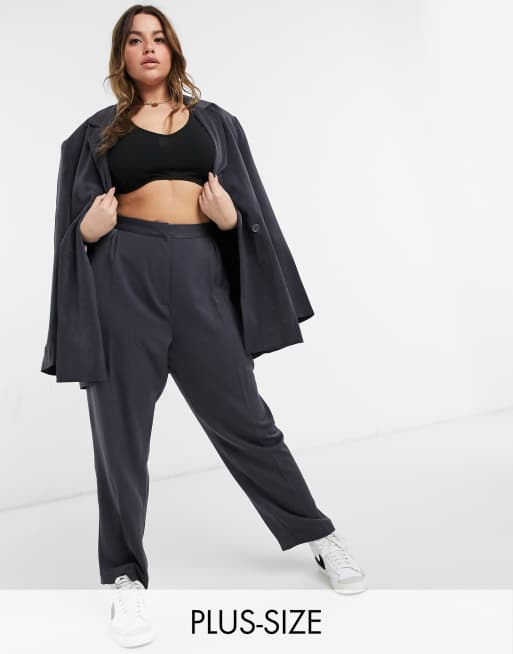 COLLUSION Plus balloon leg trousers in charcoal