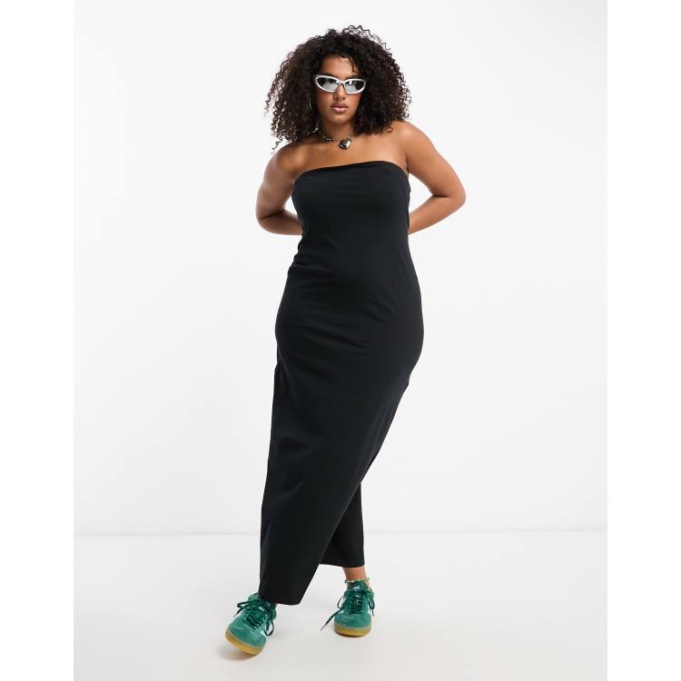 COLLUSION Plus bandeau maxi dress in black