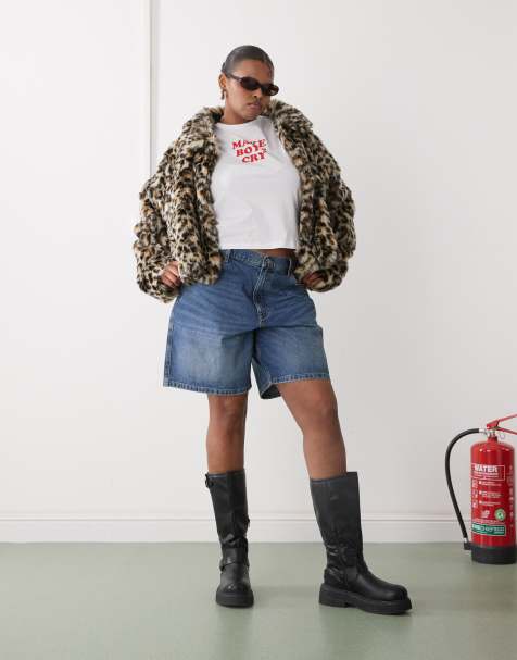 COLLUSION Plus - Blå dad-shorts i denim - view 1