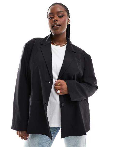 COLLUSION Plus - Blazer comodo oversize nero in coordinato - view 1