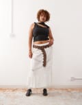 [Collusion] COLLUSION Plus broidery maxi beach skirt in white 30 White