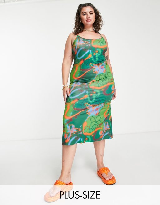 Plus size butterfly print dress best sale