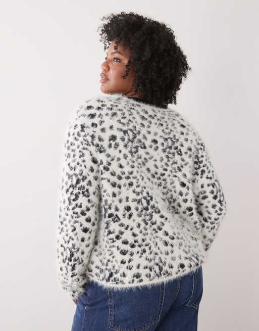 COLLUSION Plus - Cardigan med sneleopardprint i vamset strik, 2 af 4
