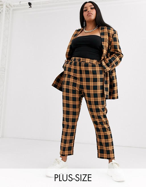 COLLUSION Plus check peg trouser with print