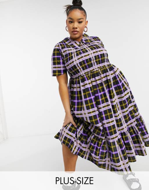 plus size midi smock dress