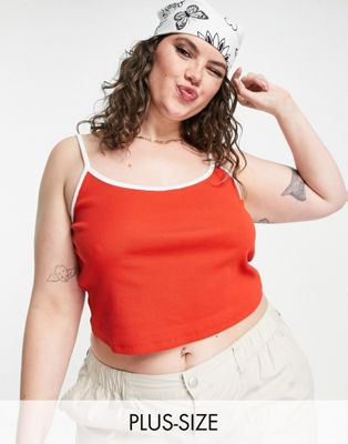 COLLUSION Plus contrast cami top in red