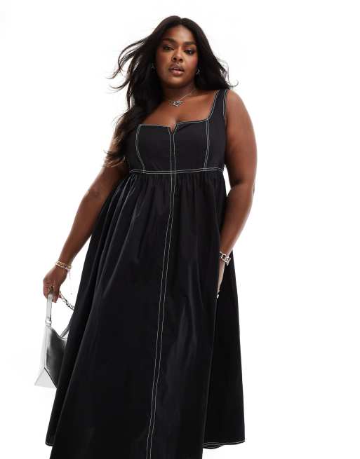 Long black cotton maxi dress best sale