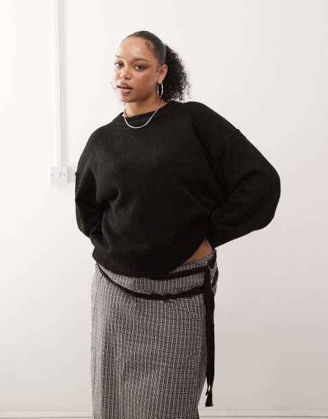COLLUSION Plus crew neck sweater in black - view 1