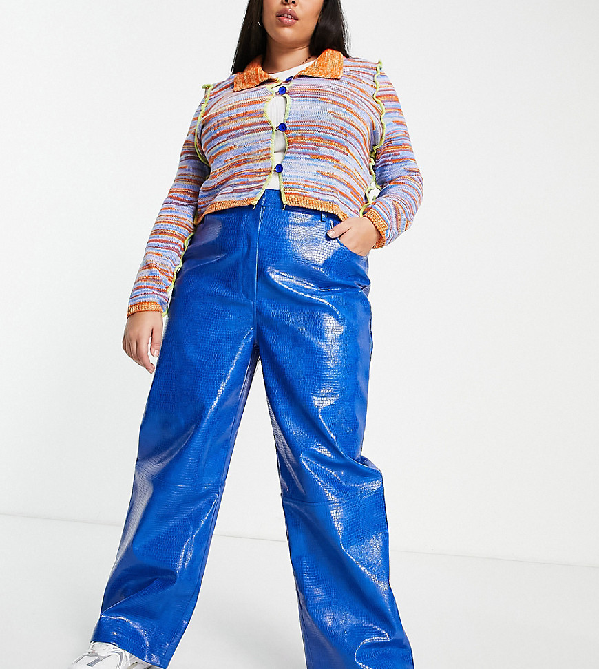 Plus-size trousers by COLLUSION Exclusive to ASOS High rise Belt loops Side and back pockets Straight fit