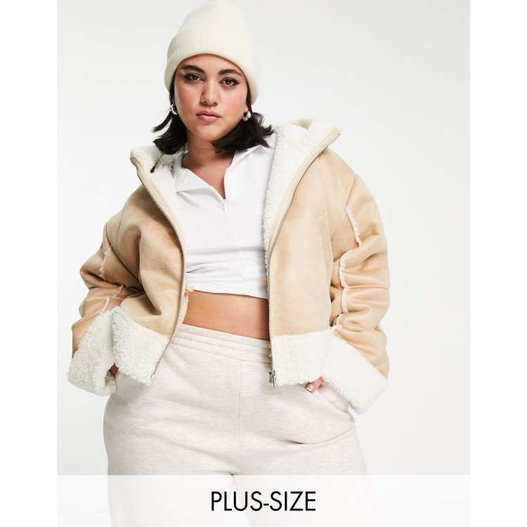 Beige Faux Fur Cropped Jacket – MissBehaved