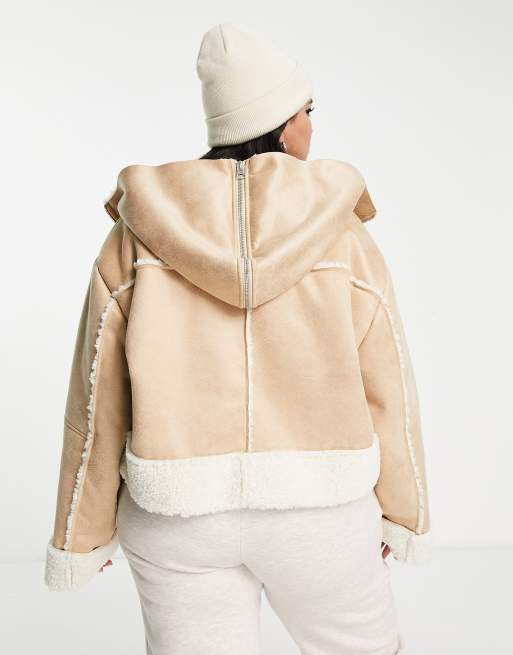 Cropped faux hotsell shearling jacket