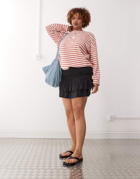 COLLUSION Plus mini skirt with ruffle detail in black
