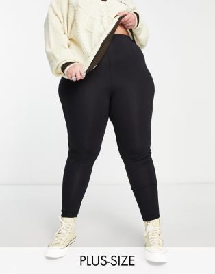 Plus deep waistband legging in black