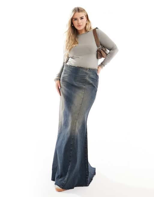 Fishtail skirt on sale denim plus size