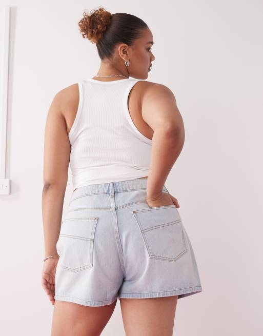 COLLUSION Plus denim loose shorts in light wash, 4 of 5