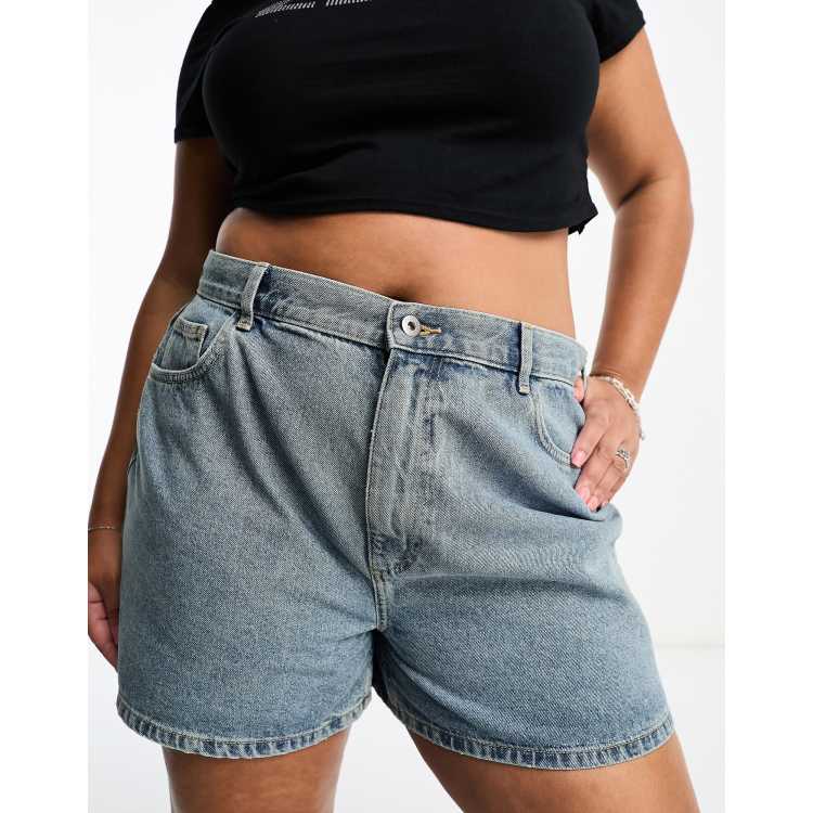 【KOOLOSET】Washed Maxi Bermuda Denim DSORVICD Long Jean Shorts for Women Baggy Crossover Low Rise