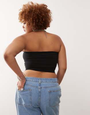 Collusion Plus Double Lined Bandeau Top In Black