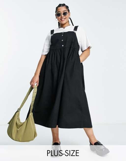 Dungaree Twill - Pinafore Midi Dress for Women