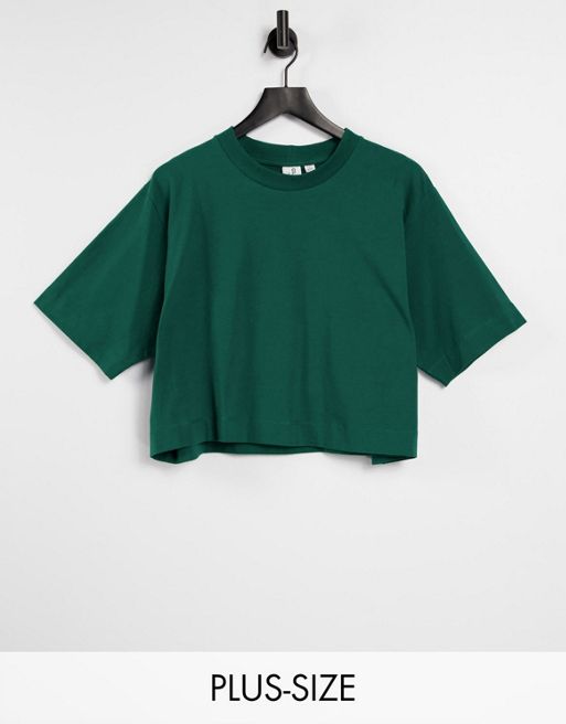 Boxy T-shirt - Forest Green Cotton