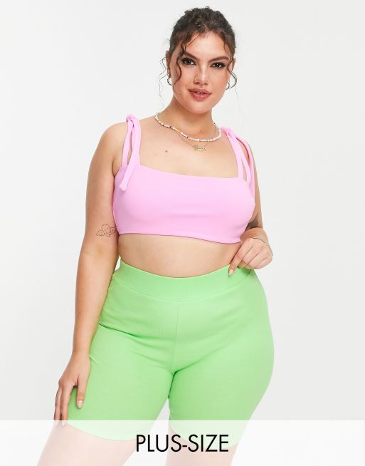 COLLUSION Plus exclusive color ribbed legging shorts in bright green ASOS