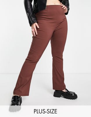COLLUSION Plus exclusive colour bengalin slim flare in chocolate brown - ASOS Price Checker