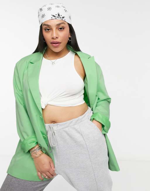 COLLUSION Plus exclusive colour oversized dad blazer in green, 4 of 4