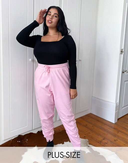 COLLUSION Plus Exclusive frayed jogger in pink