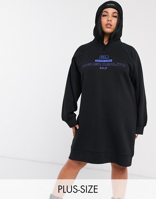 COLLUSION Plus exclusive graphic print hoodie dress
