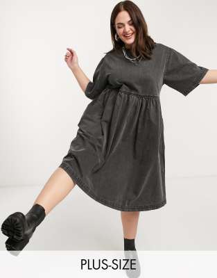 plus size black smock dress