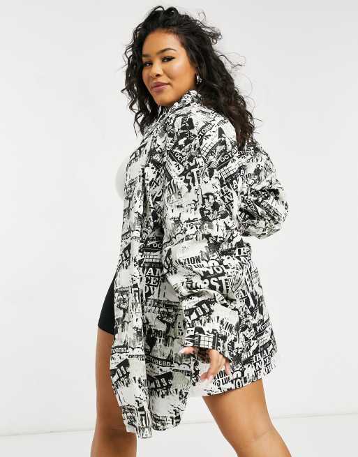 Newspaper print 2024 shirt dress