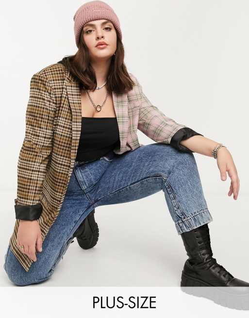 Plus plaid shop blazer