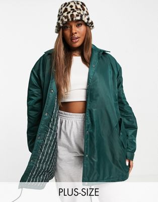 COLLUSION Plus exclusive polyester oversized coat in green - DGREEN - ASOS Price Checker
