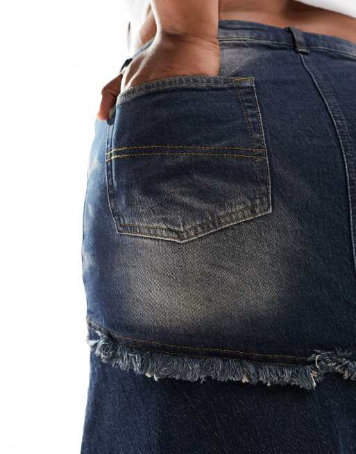 COLLUSION Plus exposed seam denim midi skirt, 5 of 5