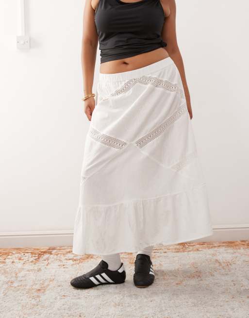 COLLUSION Plus eyelet maxi beach skirt in white, 2 of 5