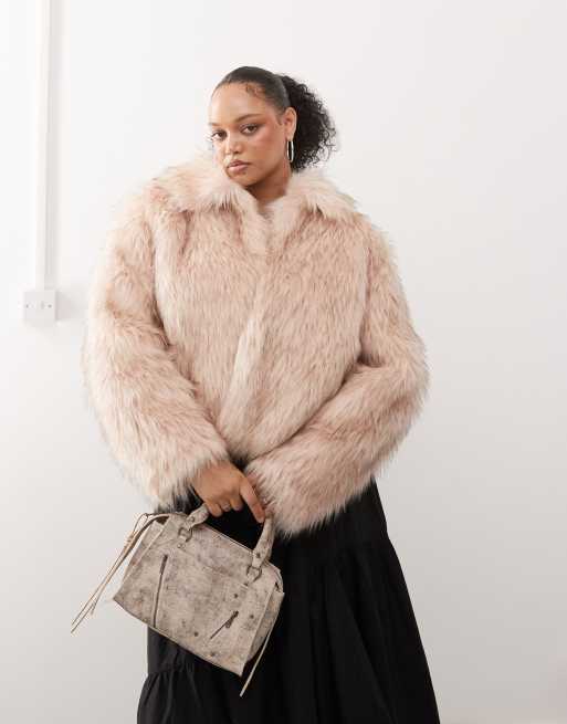COLLUSION Plus faux fur coat in light brown