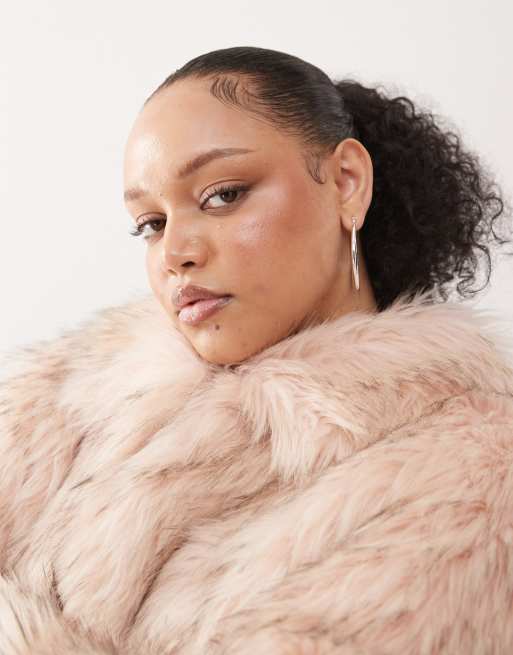 COLLUSION Plus faux fur coat in light brown