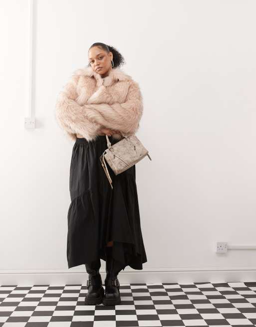 COLLUSION plus faux fur coat in light brown