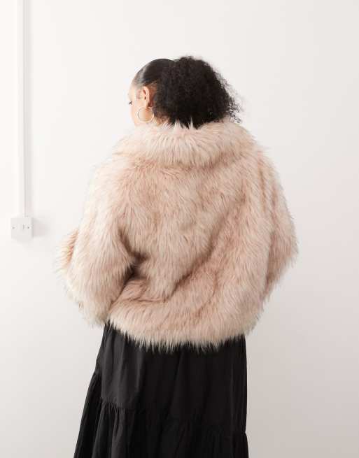 COLLUSION Plus faux fur coat in light brown