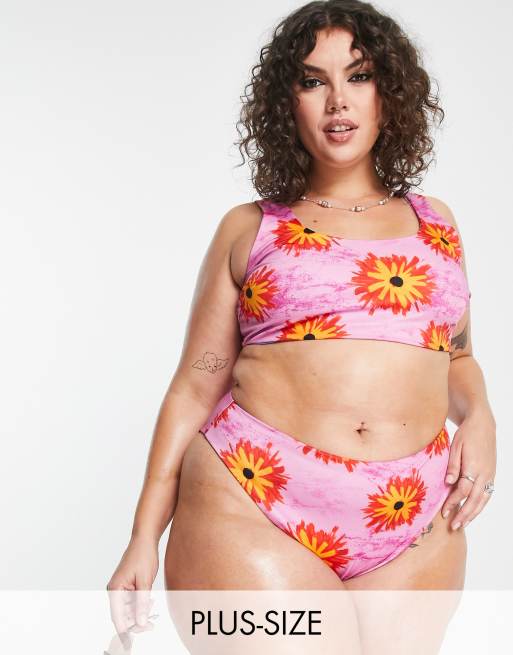 Printed bikini bottoms with extra high waist